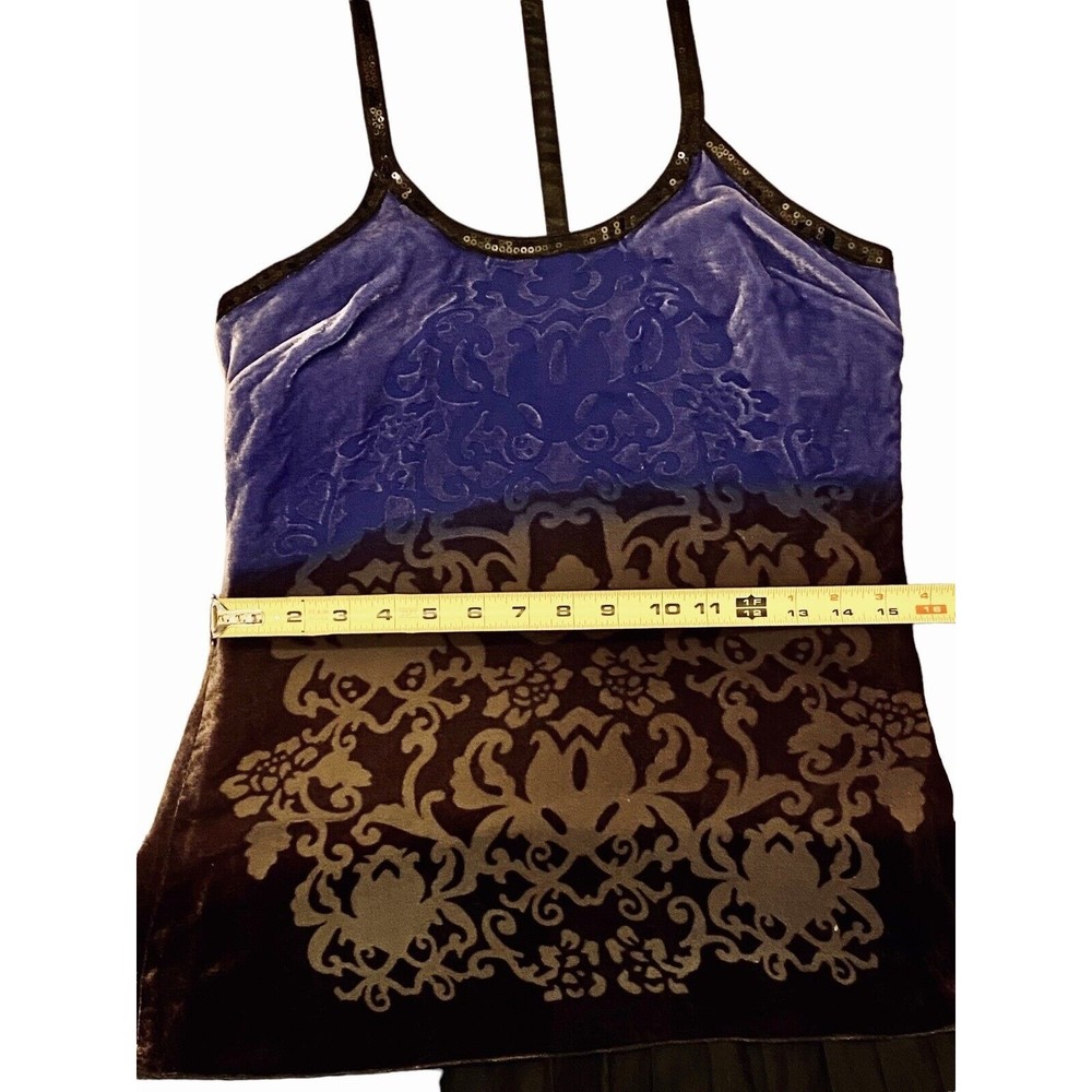 Free People Velvet Purple Ombre Forbidden Ivy FleurDeLis T-Strap Dress Size 4 - Picture 13 of 15